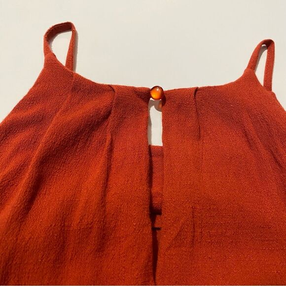 THML Orange Embroidered Hem Pleated Halter Boho Mini Dress Women's Size XS - Picture 2 of 15